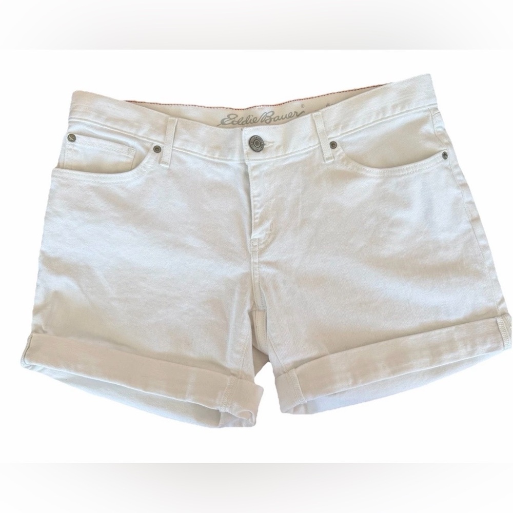 Eddie Bauer White Boyfriend Shorts Size Petite 10 Rolled Cuff